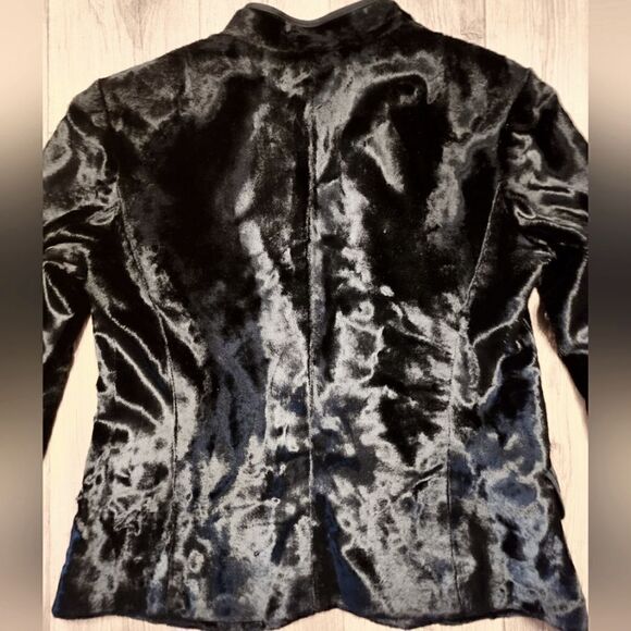 RARE EMPORIO ARMANI Velvet Like Jacket Black Size 42 US 6 Made In Italy - Picture 9 of 14